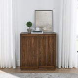Mid Century Sideboard with 2 Sliding Door & Solid Wood Decorative Strips, Storage Cabinet for Living W1801P195658
