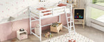 ZUN Twin Size High Loft Bed with inclined Ladder, Guardrails,White 52958115