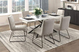 Modern Design Beige Fabric Upholstered Side Chairs 2pc Set, Tabular Black Finish Metal Legs Casual B011P199730