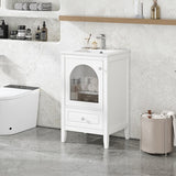 20" Bathroom Vanity with Sink, Bathroom Cabinet with Soft Closing Glass Door, A Drawer, White N725P185457K
