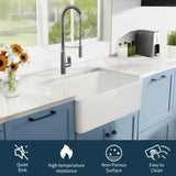 24 Inch White Fireclay Farmhouse Sink-24x 16 White Farm Sink for Small Kitchen and Laundry, Apron W1386P313111