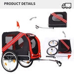 ZUN Dog Bike Trailer, Breathable Mesh Dog Cart with 3 Entrances, Safety Flag, 8 Reflectors, Folding Pet W32191046