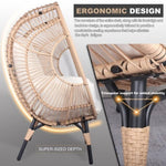 ZUN Patio PE Wicker Egg Chair Model 2 with Natural Color Rattan Beige Cushion and Side Table 25652639