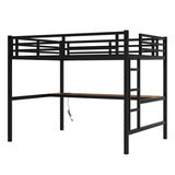 Metal Full Size Loft Bed with Power Outlet and LED Lighted, Space-Saving, Noise Reduced, Black W1580P251091