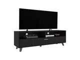 Tv Stand, 1 Door, 2 Shelves, Black Wengue B097P350289