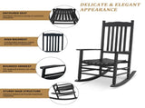 68.5*86*115CM Square Wooden Rocking Chair Wavy Backboard Black 40856754