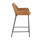 Daniella Industrial Counter Stool in Black Metal and Camel Faux Leather by LumiSource - Set of 2 B202P221714
