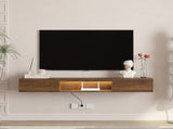 Floating TV Stand Wall Mounted with 16 Color LEDs,63" Modern TV Stand,Floating TV Cabinet W1321P330270