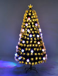 ZUN 6 FT Pre-lit Fiber Optic Christmas Tree, Artificial Xmas Tree with Lighted Top Star and Snowflakes, 93101267