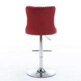 Swivel Velvet Barstools Adjusatble Seat Height from 25-33 Inch, Chrome base Bar Stools with Backs W1143124782
