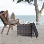 ZUN Outdoor PE Wicker Side Table with Storage, Patio Rattan End Table Square Container for Furniture 64589398