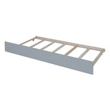 Twin Size Wood Daybed with Trundle and Fence Guardrails, Gray WF301862AAE