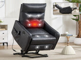 Deep Grey PU Single Motor Power Lift Recliner Chair with Massage and Heat for Elderly, Heavy Duty W1803P536617