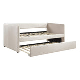 1pc Daybed with Trundle Beige Fabric Upholstery Wooden Frame Modern Home Furniture B011P256686