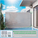 71"x138" Patio Retractable Side Awning Screen, semi-transparent with UV printing, ideal for blocking W2205P305890