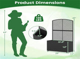 49" Black PE Rattan Raised Garden Bed with Trellis Adjustable Foot Pads Outdoor Planter Box 46378461