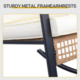 1pcs side table 2pcs rocking chairs, backrest sparsely woven, light yellow rattan, white cushion, 45516320