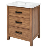 24'' Bathroom Vanity with Ceramic Basin Sink, Modern Bathroom Storage Cabinet with 3 Drawers, N710P243315P