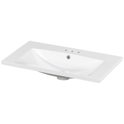 ZUN 30" Single Bathroom Basin Sink, Vanity Top Only, 3-Faucet Holes, Resin WF316527AAK