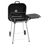 ZUN 28" Portable Charcoal Grill with Wheels and Foldable Side Shelf, Large BBQ Smoker with Adjustable 33449363