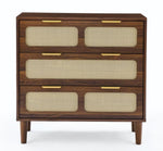 ZUN 3 drawer dresser, modern rattan dresser cabinet with wide drawers and metal handles, farmhouse W1781132479
