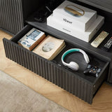 64-Inch Wavy TV Stand, Rounded Sideboard, Storage Cabinet, Wooden Vertical Stripe Cabinet for Living W1162P309020