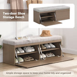 ZUN 49" Shoe Storage Bench Entryway Shoe Cabinet Storage Ottoman with Padded Seat Cushion and Double 38848910