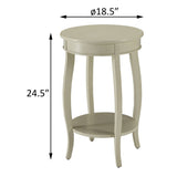 Antique White Round Side Table with Bottom Shelf B062P181365