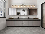 Modern 8-Light Bathroom Vanity Light Fixture - Brushed Nickel Finish with Clear Glass Shades, W1340P206688
