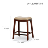 24" Counter Height Saddle Stool, Weathered Gray Finish, Black Leather Seat B046109806