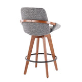Cosmo Mid-Century Counter Stool in Walnut and Grey Noise Fabric by LumiSource B202P221846