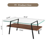 Rectangle Coffee Table, Tempered Glass Tabletop with Black Metal Legs, Modern Table for Living Room 54832432