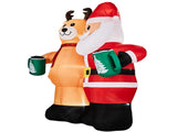 Santa Claus Hugging Reindeer Inflatable 6.8ft, 190D Polyester Christmas Yard Decor with 6 LED 16150534