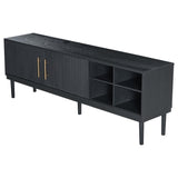 Mirod Stylish TV Stand with Vertical Striped Doors, Space-Saving Sliding Door Design, Sturdy Solid N760P251947B