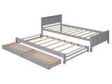 Twin Size Platform Bed with Trundle and Drawers, Gray WF298815AAE