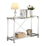 43.31'' Chrome Glass Sofa Table, Acrylic Side Table, Console Table for Living Room& Bedroom W821P184417