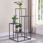 ZUN Rustic Brown and Black 4-Tier Display Shelf B062P153776