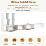 ZUN ON-TREND 74.8''-126'' Extendable TV Stand with 3 Tier Bookshelves for TVs up to 110'', Adjustable WF531669AAK