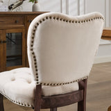 ZUN French Vintage Tufted Upholstered Fabric Dining Chair,Set of 2,Beige,SW1869BG W1143P214540