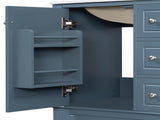 24" Bathroom Vanity with Sink Drawers, Gray Blue Freestanding Vanity Cabinet with Ceramic Top 93166940