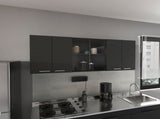 Shelton 59-inch Two Center Glass Doors Wall Cabinet Black Wengue B06280518