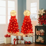 ZUN Lighted Santa Hat Style Tree Set of 2, 4ft Artificial Tree with Warm White Lights, N710P181810J