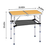 Outdoor Folding Camping Table, 2ft Portable Pinic Table with 3 Adjustable Height, Small Aluminum 32047612