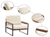 Single Iron Frame Chair Soft Cover Beige Brown Honeycomb Leather Armrest Frame Indoor Leisure Chair 76471103