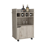 ZUN DEPOT E-SHOP Sims 35" H Bar Cart with Two Shelves four Wine Cubbies and One Cabinet,Light Pine B097P167415