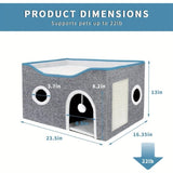 Extra-Wide Cat House for Indoor Cats - Large Cat Cave for Pet Cat House with Fluffy Ball Hanging and 01381845