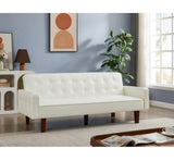 White Convertible Double Folding Room Sofa Bed, PU Leather, Tufted Buttons, Suitable for 15429988