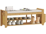 Shoe Bench with Cushioned Seat Shoe Storage Bench with Side Umbrella Holder for Entryway 02209221