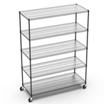 ZUN 5 Tier 7500lbs Heavy Duty Adjustable Storage Rack Metal Shelf Wire Shelving Unit with Wheels & Shelf W155083059