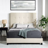 Queen Size Beige Tufted Upholstered Platform Bed B108P160252